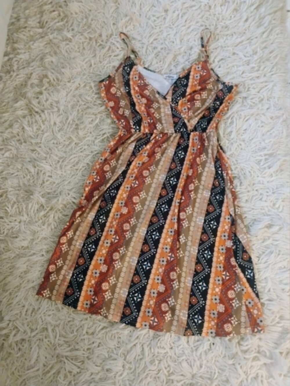 Styleword Women's Sundress, Spaghetti Straps, Multi Print Browns Size: XL